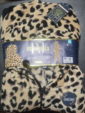 Essentials Cheetah Print Hooded Onesie - Tan and Black